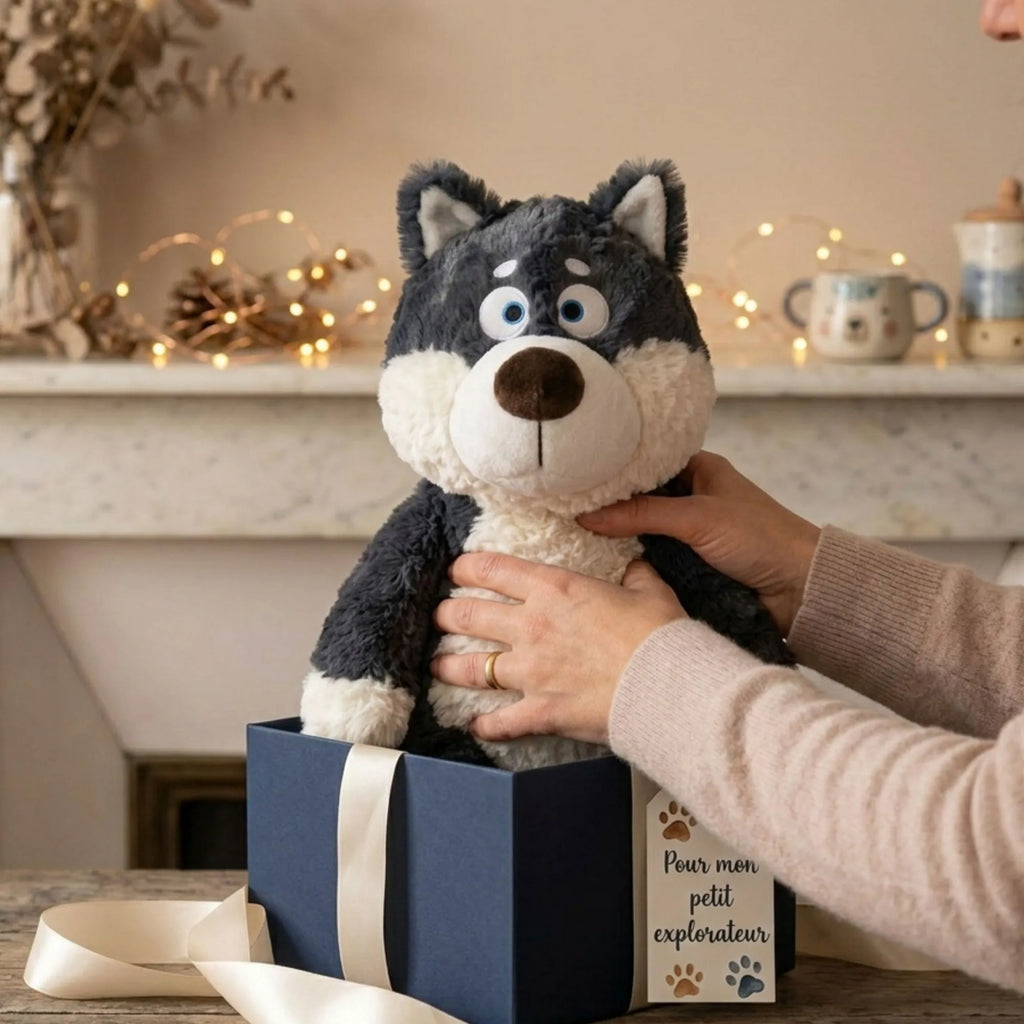 Peluche Loup Gris Kawaii — Doudou Géant 40cm | MBK