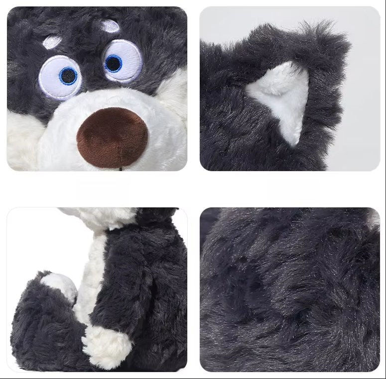 Détails peluche loup gris kawaii — yeux brodés, oreilles, fourrure ultra-douce | MBK